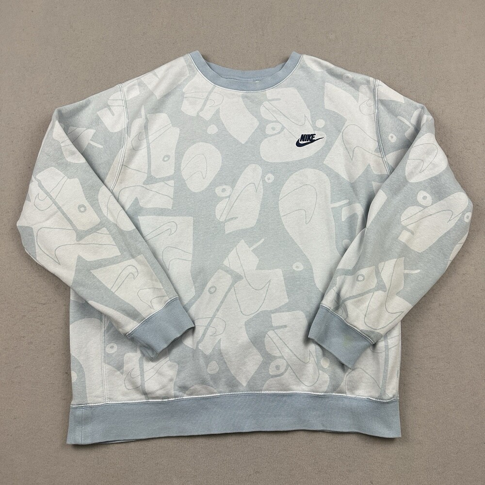 Nike Sweatshirt Men Large Blue Picasso Print Sepellout Crewneck Pullover M *